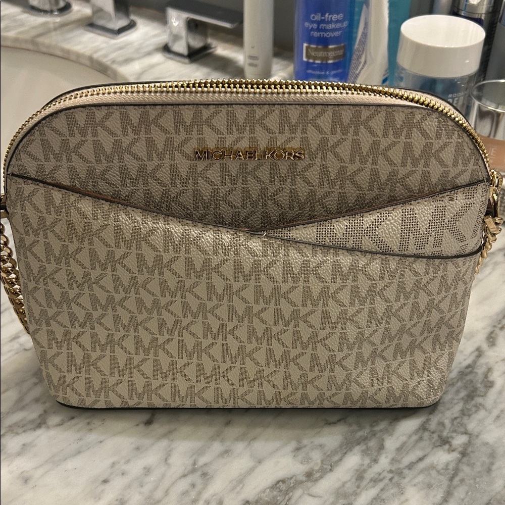 Michael Kors Tan and Gold Crossbody Bag